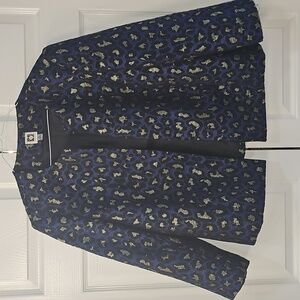Anne Klein Vintage Long Sleeve  Animal Print Metallic Open Jacket XL